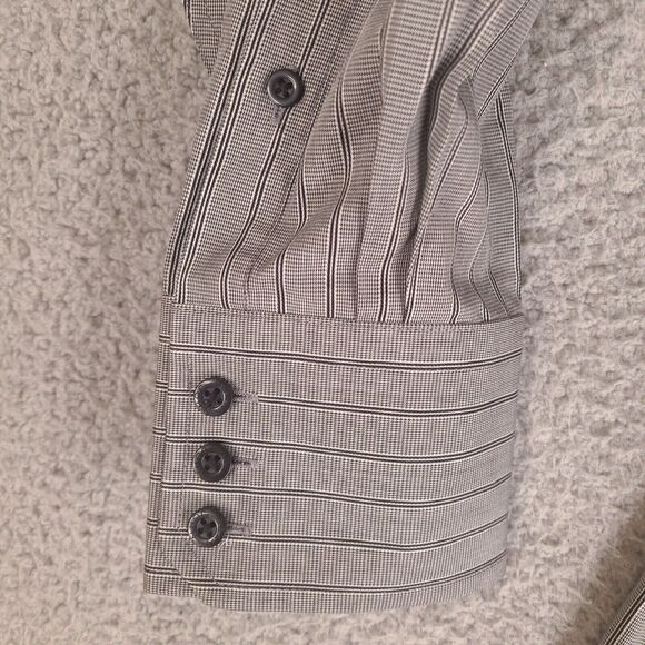 Sean John Dress Shirt Men's Large 16 32/33 Gray Striped Fine Tailoring Button Up - Picture 6 of 13
